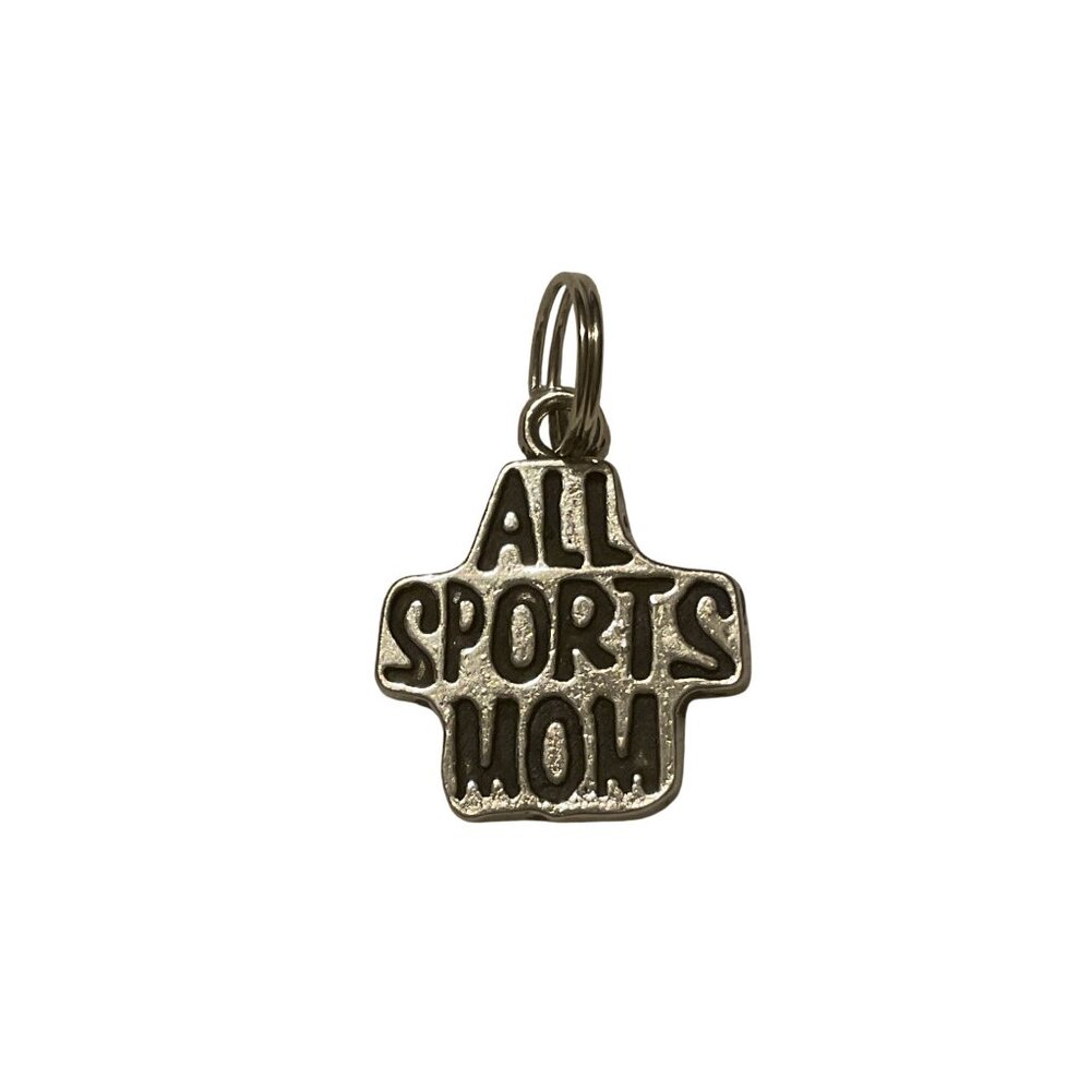 All Sports Mom Silver Charm Pendant 1 1/8" Long